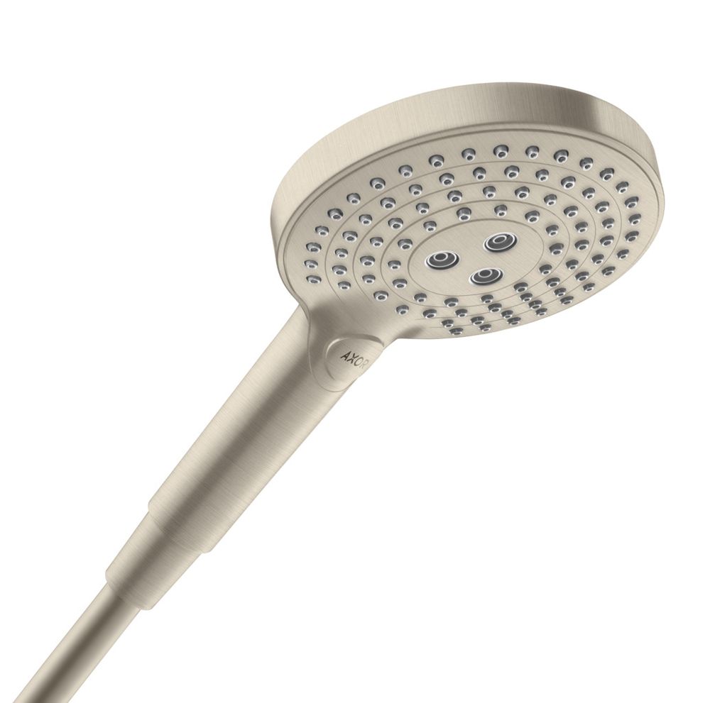 https://raleo.de:443/files/img/11eeea234d0c49f092906bba4399b90c/size_l/AXOR-HG-AXOR-ShowerSolutions-Handbrause-120-3jet-Brushed-Nickel-26050820 gallery number 1